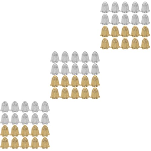 NUOBESTY 3 Sätze Blumenhut Torus Perlenhalter Bausatz Röhren Träne Ende Uv-perlen Groß Rocailles Ring Quaste Schließe Perlen-kit Kappen Bausätze Crimpen Ösen Stopper Legierung 100 Stück * 3 von NUOBESTY
