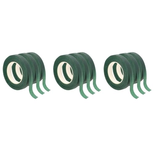 NUOBESTY 3 Sätze Blumenstrauß Aus Grünem Band Grünes Abdeckband Floristen-klebeband Pflanzenbefestigungsband Pflanzenband Dekoratives Klebeband Gartenbauband Dark Green Papier 3 Stück * 3 von NUOBESTY