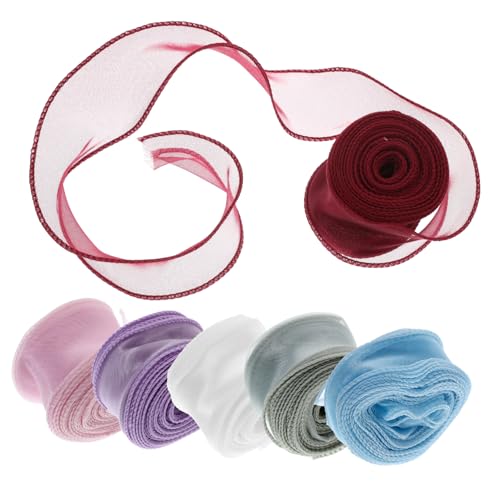 NUOBESTY 3 Sätze Blumenwickelband Vasen Streamer Sackleinen Dekorationen Grünes Band Seidenband Ribbon Hochzeitsdeco Bastelmaterial Diy Liefert Festival-handwerksband Polyester 6 Rollen * 3 von NUOBESTY