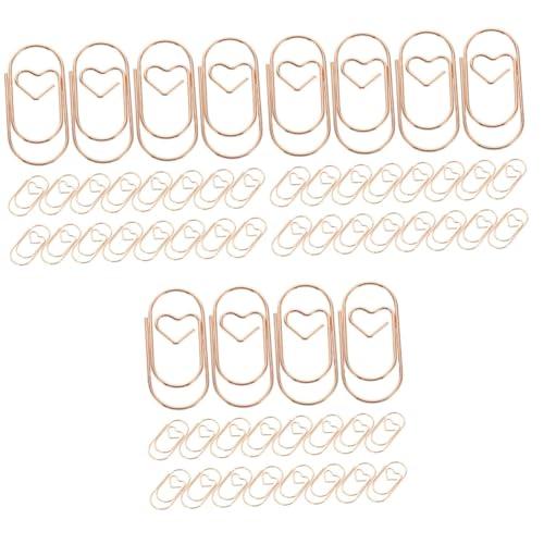 NUOBESTY 3 Sätze Büroklammer Karten Clip Papierklemmen Dekoklammern Mini-booklet Papierklammern Clips Befestigungselemente Metallklammern Kleine Dokumentenklammern Rose Gold 20 Stück * 3 von NUOBESTY