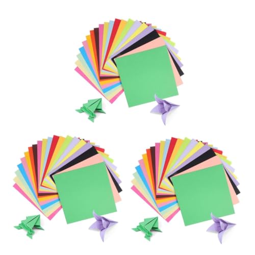 NUOBESTY 3 Sätze Buntes Origami Quadratisches Papier Origami-papier in Verschiedenen Farben Bunte Origami-papiere Pastellpapier Zum Basteln Papierhandwerk Farbkarton Zellstoff 200 Stück * 3 von NUOBESTY