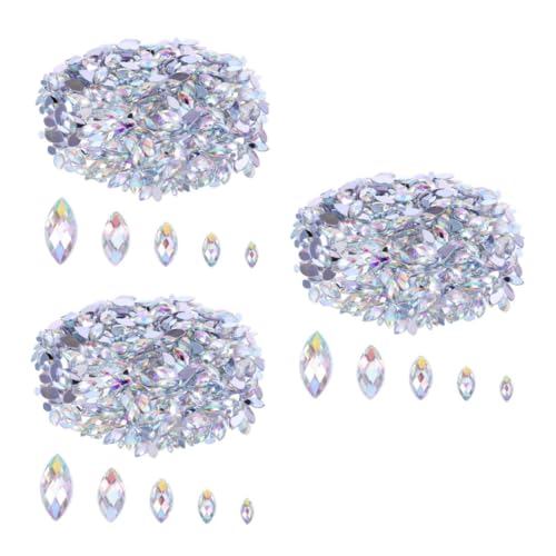 NUOBESTY 3 Sätze Diamant-edelstein Edelsteine Pferdeauge-strasssteine ​​mit Flacher Rückseite Rote Flatback-strasssteine Handyhülle Strass Kristalle Zum Basteln Acryl 600 Stück * 3 von NUOBESTY