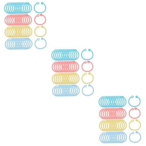 NUOBESTY 3 Sätze Farbring Bastelringe Buchbinderinge Schlüsselring Karabiner Schlüsselanhänger Große Bindeklammern Klemmringe Für Binder Ringordner Für Lose Blätter Plastik 120 Stück * 3 von NUOBESTY
