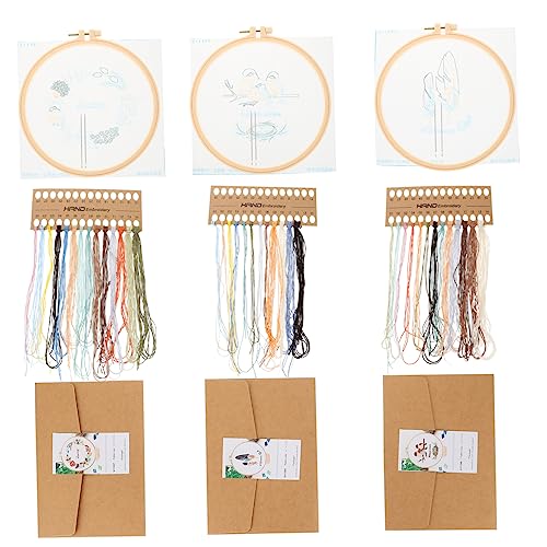 NUOBESTY 3 Sätze Frühling Kreuzstich Handstickset Musterstickerei Versorgung Stickset Für Kinder Stickrahmen-starter-kit Geschmücktes Zubehör Diy Stickerei Versorgung Flickzeug Polyester von NUOBESTY