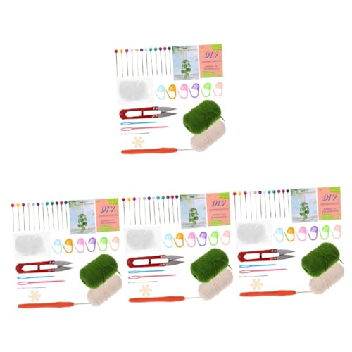 NUOBESTY 3 Sätze Geflochtener hohler Hängekorb home decor wohnungseinrichtung geschenkeidee innehalten Grün Bausatz Häkel-Starter-Set DIY Häkelsets für Erwachsene Häkelset lernen Garn Green von NUOBESTY