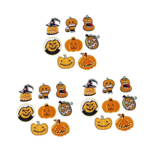 NUOBESTY 3 Sätze Halloween-kürbis-patch-aufkleber Party Applikations-diy-accessoire Benutzerdefinierte Patches Kürbisapplikation Flicken Aufnähen Stoff-polyester-vliesstoff 8 Stücke * 3 von NUOBESTY