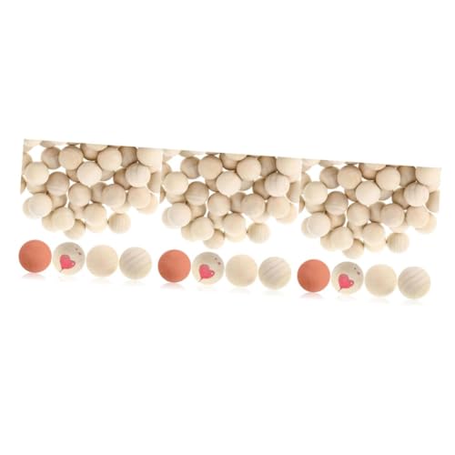 NUOBESTY 3 Sätze Hemu Runder Ball Runde Bastelbälle Keine Lochperlen Bastelball Holzperlen Holzkugeln Zum Basteln Diy-perlen Unfertige Diy-holzkugeln Lotusbaum Beige 50 Stück * 3 von NUOBESTY