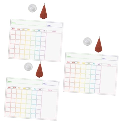 NUOBESTY 3 Sätze Magnettafel Kalender Kühlschrank weiße Tafel Erinnerung Trockener Löschbrett notizblock mit magnet dry erase board Planungstafel praktische trocken abwischbare Tafel Stoff von NUOBESTY