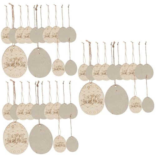 NUOBESTY 3 Sätze Ostern Holzspäne Gefälschte Eier Osterdekorationen Osterhandwerk Osterei Eierhalter Ostern Basteln Osterausschnitt Osterdeko Basteln Eier Aufkleber Khaki 20 Stück * 3 von NUOBESTY