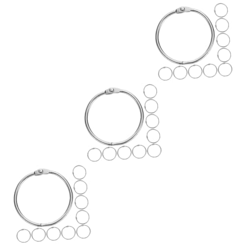 NUOBESTY 3 Sätze Ringbuch-ring Kreis-schlüsselanhänger Clipringe Binderinge Für Diy Aktivitätsringe Ringbinder Buchklammern Klingeln Ringordner Für Lose Blätter Metall Silver 20 Stück * 3 von NUOBESTY