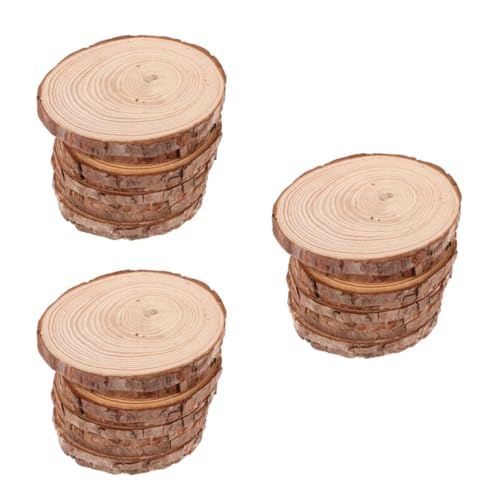 NUOBESTY 3 Sätze Runde Holzspäne Hochzeit Dekoration Holzrunden Zum Basteln Tafelaufsätze Aus Holz Für Tische Leere Holzornamente Holzkreise Für Mittelstücke Kiefernholz Brown 10 Stück * 3 von NUOBESTY