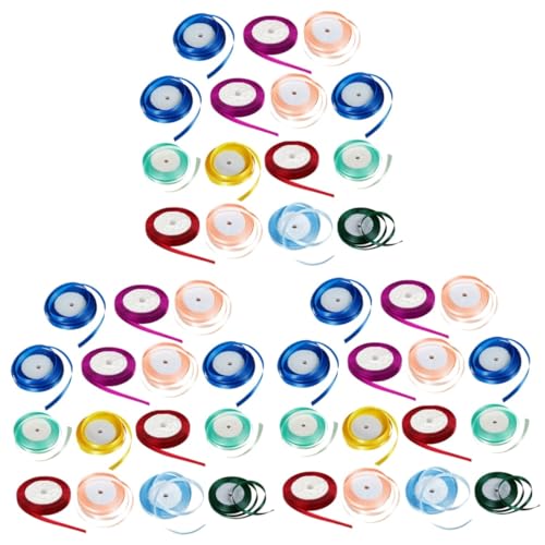 NUOBESTY 3 Sätze Schleife Geschenkband Seidenband Satin Ribbon Decor Verkleidung Herrscher Weihnachtsband Für Handwerk Bulk-band Sackleinen Grad Band Masse Dünnes Band Polyester 15 Rollen*3 von NUOBESTY