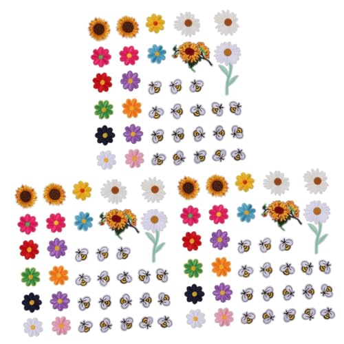 NUOBESTY 3 Sätze Sonnenblumenfeld Bienengiftpflaster Foo Nähen Karikatur Nähzubehör Blumenmuster Bügeleisen Kleider Kleidungsdekor-accessoire Diy Kleidung Versorgung Polyester 36 Stück * 3 von NUOBESTY