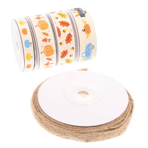 NUOBESTY 3 Sätze Thanksgiving-gurtband Schleife Kranzherstellungszubehör Sackleinenband Ribbon Geschenkband Danksagungsbänder Zum Basteln Dekorative Bänder Für Partys Polyester 5 Rollen * 3 von NUOBESTY