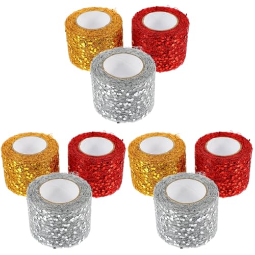 NUOBESTY 3 Sätze Volle Frühlingszwiebelmasche Gesc Hochzeitsdeko Geburtstagdeko Blumenring Silve Bausatz Band Glitzer-tüll-spule Dekorativer Tüllstoff Diy Liefert Polyester 3 Rollen * 3 von NUOBESTY