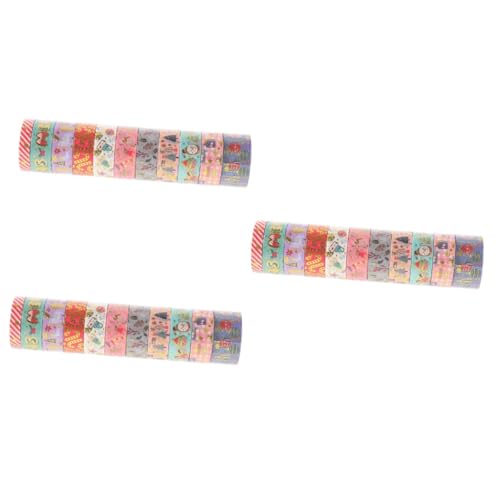 NUOBESTY 3 Sätze Weihnachtsband Weihnachtsdeko Weihnachtskarten Basteln Weihnachtsbänder Weihnachten Kunstband Geschenkbänder Papierklebeband Selber Machen Japanisches Papier 11 Rollen * 3 von NUOBESTY