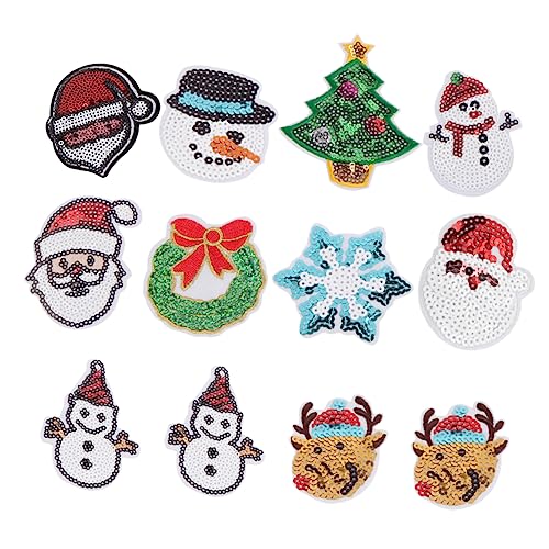 NUOBESTY 3 Sätze Weihnachtssticker Aus Stoff Weihnachstbaum Weihnachtbaum Snowman Weihnachtspatches Urlaub Patches Kleidung Aufkleber Aufnäher Für Tasche Aufnäher Für Kleid 20 Stück * 3 von NUOBESTY