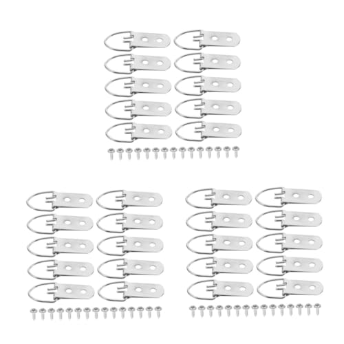 NUOBESTY 3 Sets Fotorahmen Haken Kleiderständer Robuster Kleiderständer Robuste Haken Bilderrahmen D Ring Bildaufhänger Robustes Spiegel Aufhängeset Bilderhaken Eisen Silber von NUOBESTY
