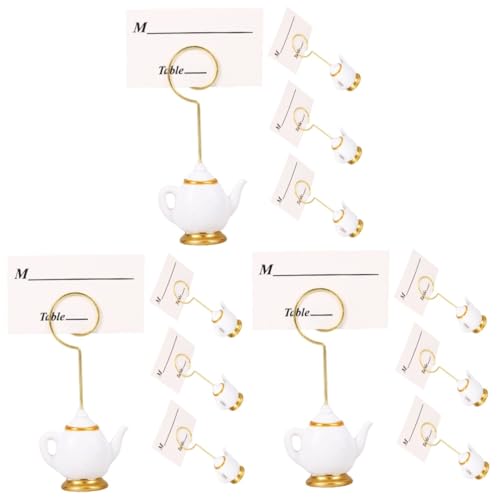 NUOBESTY 3 Sets Teekannen Sitzclip Tischbildständer Tischkarten Clips Visitenkartenhalter Spielkartenhalter Tischnummernhalter Tischkarten Clip Hochzeit Sitzetiketten Clips von NUOBESTY