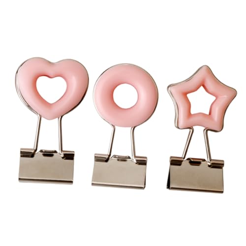 NUOBESTY 3 Stk Design-Clips Binderclip Clip für Dokumentenmappen Büroklammern Schwalbenschwanz-Papierordner Büromappenclip büromaterial office supplies Modemappe Clip Papierklammern Rosa von NUOBESTY