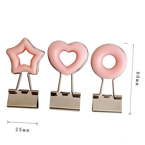 NUOBESTY 3 Stk Design-Clips büromaterial office supplies aktenmappe das fitzek tischgeschirrspã¼ler Dokumentenklammern Schreibwaren-Clip Büroklammern Modemappe Clip Binderclip Rosa von NUOBESTY