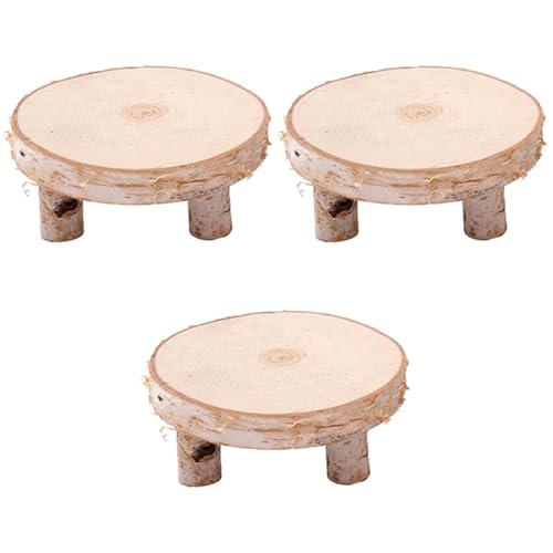 NUOBESTY 3 Stk Massive Holzverzierungen Hocker Für Schreibtisch Foto-requisite Schreibtischdekoration Einfacher Kerzenhalter Teelichtständer Mini-kerze Kleiner Schreibtisch Hölzern von NUOBESTY