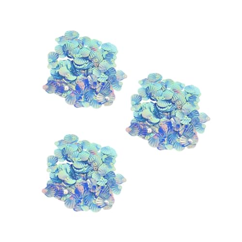 NUOBESTY 3 Stück 1 Muschel-Doppelloch-Pailletten handgemachte schmuckherstellung Textilverzierungen Modezubehör dekoratives Konfetti-Ornament Partytisch Konfetti PVC Sky-blue von NUOBESTY