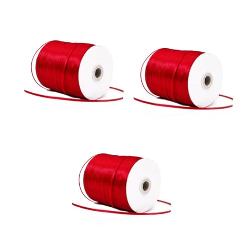 NUOBESTY 3 Stück 870 1/8" Satinband geschenkband scheckheft birthday decorations geschenkverpackung bastelst steckblumen dekoratives Satinband 1/8 Zoll Band 3 mm Satinband 870-Yard-Band rot von NUOBESTY