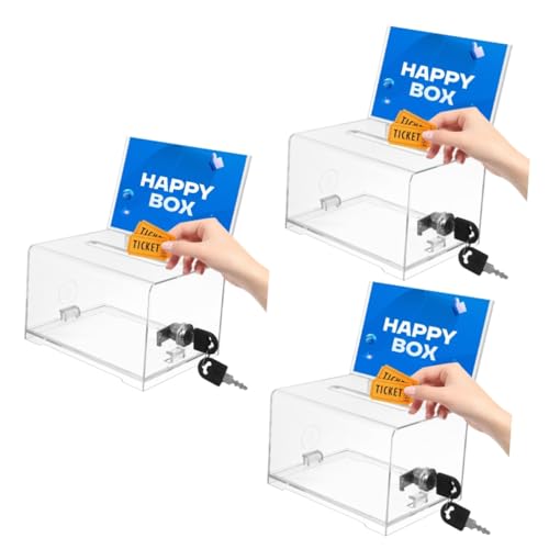 NUOBESTY 3 Stück Box Visitenkartenetui Spendenbehälter Fotoautomaten zum Muttertag Pr Münze aufbewahrungsdose storage boxes briefumschläge Trinkgeldglas Trinkgeld für Acryl von NUOBESTY