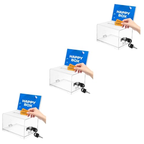 NUOBESTY 3 Stück Box Visitenkartenetui aufbewahrungsdose storage boxes Kleiderartikel Banner Spendenbehälter führen briefumschläge Spendenboxen für Fundraising Spende Dose Acryl Transparent von NUOBESTY