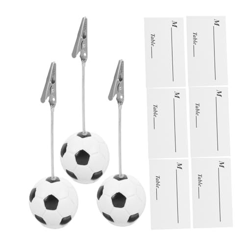 NUOBESTY 3 Stück Fußball Basis Büroklammern Halter Memo Halter Hochzeit Tischnummernhalter Sportball Basis Clips Kartenhalter Ständer Bild Clip Ständer Büroklammer Halter Memo von NUOBESTY