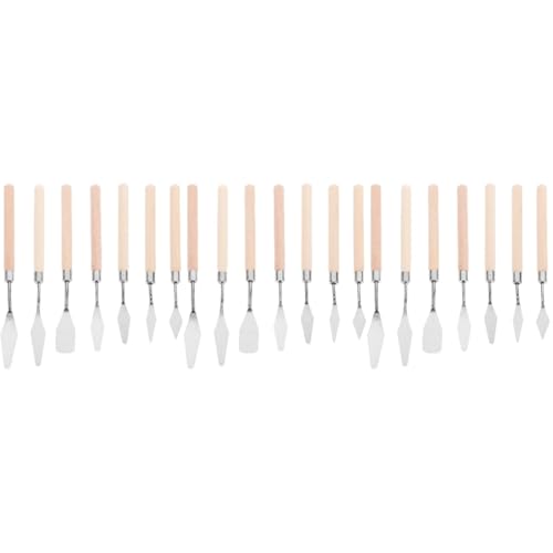 NUOBESTY 3-Teiliges Set 7 Kunstschaber Messer für Ölfarbe Palette Malmesser-Set Ölmalerei Werkzeug spachtel Malwerkzeug Set Malwerkzeugset Schaber aus Edelstahl Ölgemälde Klinge Holz Beige von NUOBESTY