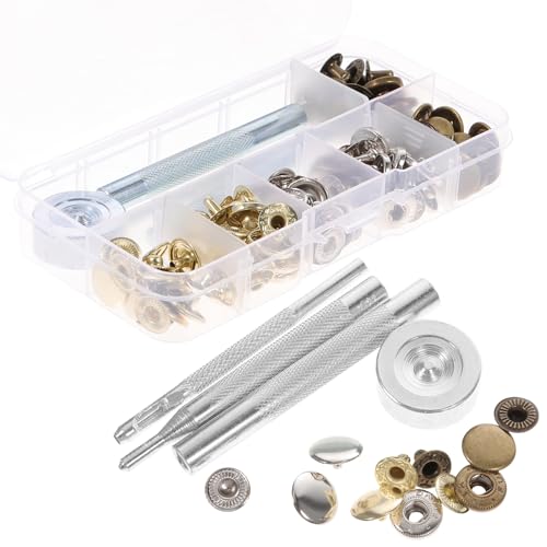 NUOBESTY 30 Sätze Anzug mit Druckknöpfen Zackenknöpfe Schnappwerkzeug Stift Technik Zange Stecker klappverschluss snap button Lederknöpfe Abdeckknopf-Kit Metallnieten für Bekleidung Kupfer von NUOBESTY