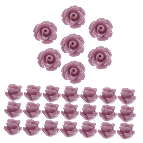 NUOBESTY 30St Blumenperlen bracelet beads armbandperlen DIY-Schmuck polsterelemente Schmuckelemente Haarschmuck Perlen Tropfenperlen Harz lose Perlen Schmuckzubehör selber machen Violett von NUOBESTY