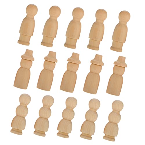 NUOBESTY 30St Hölzerne Puppe DIY-Figuren bemaltes Spielzeug Miniaturdekoration Figuren Wohnkultur dekorative Puppenkörper bastelkasten holzspielzeug dekorfiguren Puppen aus Holz Holzpuppen von NUOBESTY