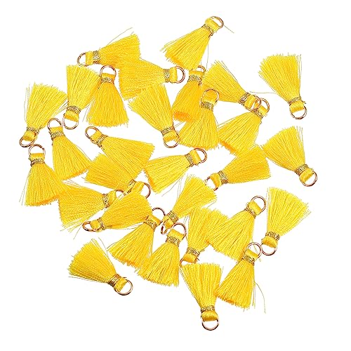 NUOBESTY 30St Quaste Anhänger Fan-Anhänger Portemonnaie-Schlüsselanhänger Quasten zum Basteln quasten für lesezeichen bastelbedarf DIY-Kunsthandwerk Bastelzubehör selber machen Rayon Yellow von NUOBESTY