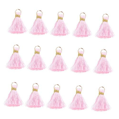 NUOBESTY 30St Quaste Anhänger Schlüsselbänder Makramee-Schlüsselanhänger Partyspielzeug kleine Quasten Perlen Kette buch accessoires kleinigkeiten Fächerquaste Kleidung Rayon Rosa von NUOBESTY