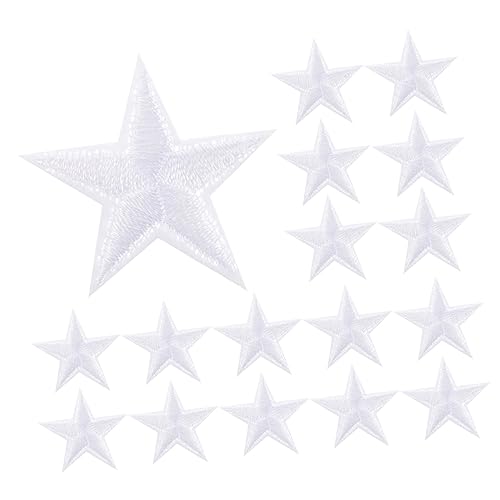 NUOBESTY 30St Stern-Stickpatch Hallo Bügelflicken reversibel Nähen Sie Strass-Patches Stoffreparaturflicken bügelbild aufbügel-flicken DIY-Patches Kleiderflicken aufbügeln Polyester Weiß von NUOBESTY