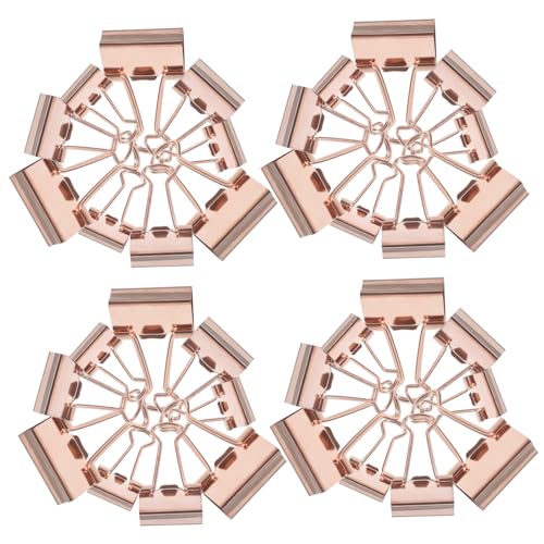 NUOBESTY 30St bürobedarf büroklammern multifunktionsbügel bürozubehör Papierorganizer clip ordner papierklammern dokumentenmappe süße Bindeklammern mittlere Heftklammern Metall Rose Gold von NUOBESTY