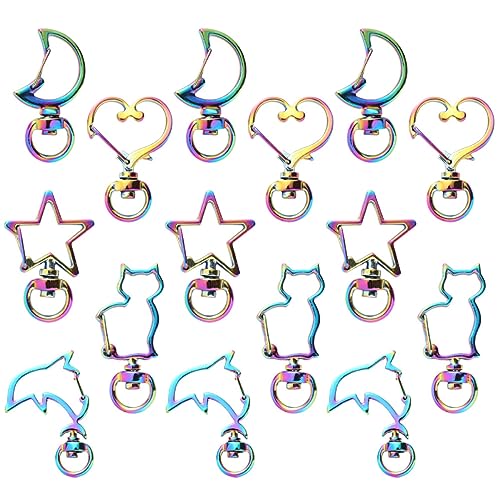 NUOBESTY 30st Bunter Schlüsselanhänger Ringe Orbit Karabinergriff Haken Clip Wichtige Organisatoren Kette Rostfreier Karabiner Hoch Schlüsselband Drehverschluss Sternkarabiner Legierung von NUOBESTY