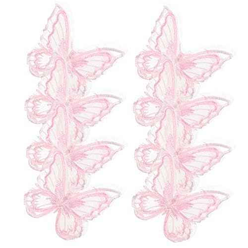 NUOBESTY 30st Mesh-schmetterlingsaufnäher Schmetterling Dekorationen Schmetterlings-haarspangen Nagel Charms Schmetterlings-haarschmuck Schmetterlingsapplikationen Nähzubehör Rosa Organza von NUOBESTY