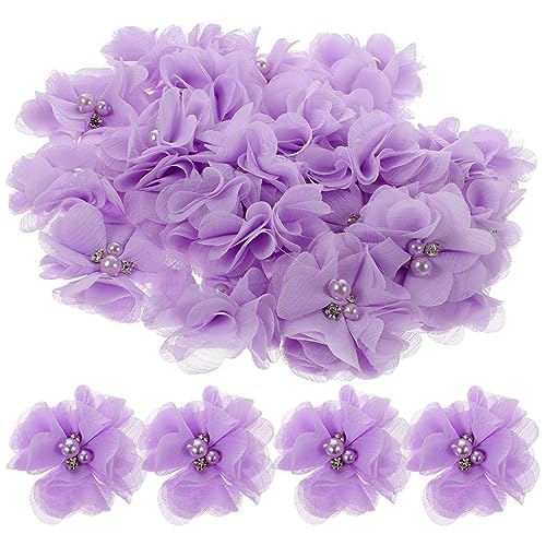 NUOBESTY 30st Perle Chiffon Kunstblumen Pfingstrosen Blumen Basteln Künstliche Hochzeitsblumen Polsterstoff Blumen- Nähen Gefälschte Blumen Quilten Künstliche Blumen Pp Violett von NUOBESTY