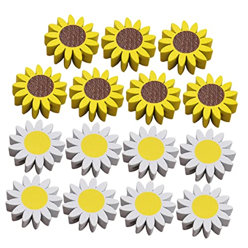 NUOBESTY 30st Sonnenblumen-holzperlen Gelbe Blütenperlen Charms-perlen Diy Liefert Lose Perlen Basteln Sie Diy-perlen Schmuck Handwerk Perlen Blütenförmige Perlen Sonnenblumenperlen von NUOBESTY