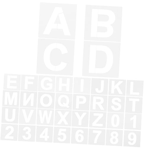 NUOBESTY 36 Stück Wiederverwendbare Zeichenschablonen für Alphabet- Buchstaben- und Zahlenschablonen Große Schablonen Zum Malen Basteln Buchstabenschablone Multifunktionsschablonen von NUOBESTY