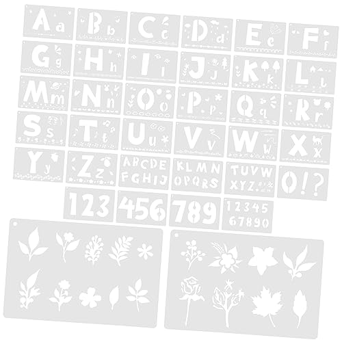 NUOBESTY 36-teiliges Schablonen-Set mit Alphabet Buchstaben und Zahlen Wiederverwendbare Malschablonen Zum Basteln Muster für Kunstprojekte Von Jungen und Mädchen von NUOBESTY