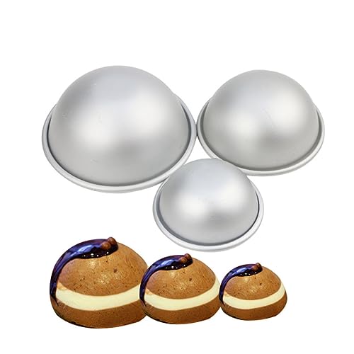 NUOBESTY 3St Badebombenform aus Aluminiumlegierung puddingförmchen pudding formen Puddingform Badesalzbombe Kuchenform Dekoration Schimmel Halbkugelförmige 3D-Form Silver von NUOBESTY