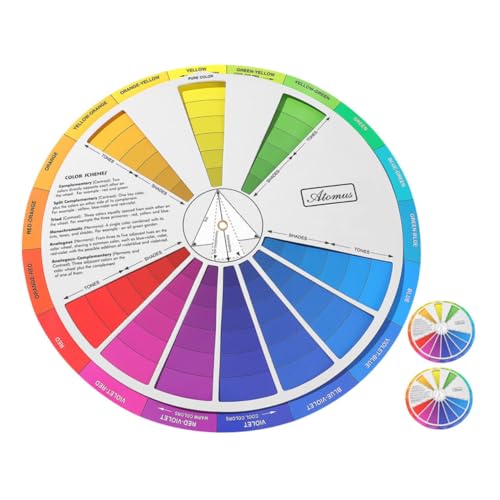 NUOBESTY 3St Farbpalette Farbrad-Ausbildung Farbkreisdiagramm Innenarchitektur-Farbrad Taschenfarbrad Quiller-Farbrad Farbiges Lernpapier Farbmischanleitung Klasse Lehrmittel Farblernrad von NUOBESTY