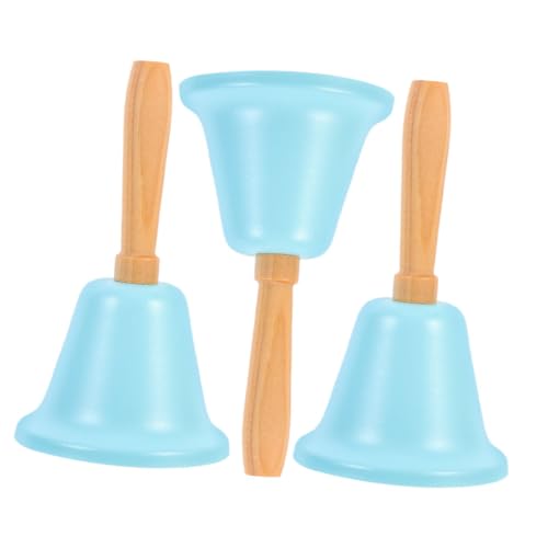 NUOBESTY 3St Handklingel Glocke Schulglocke Klingel für Schreibtisch Hundetrainingsglocke Handglocken Lauter Handglocke Klassenzimmerglocke Alarmglocke Weihnachtsglocken Holz Sky-blue von NUOBESTY