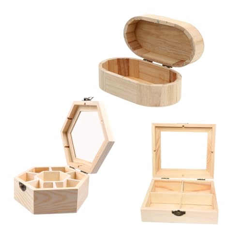 NUOBESTY 3St Holzkasten storage boxes aufbwahrungs-box bonbon box süßigkeiten box Dekobox Heimdekoration Mini-Schmuckkästchen bemalte Holzkisten für Süßigkeiten DIY-Boxen von NUOBESTY