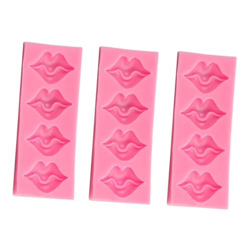 NUOBESTY 3St Kuchenform Seifenform Lippenkuchen molde de para resina Tabletts dekorativ pralinen silikonform Wiederverwendbare Backform Fondantform Form der Lippenform Kieselgel Rosy von NUOBESTY